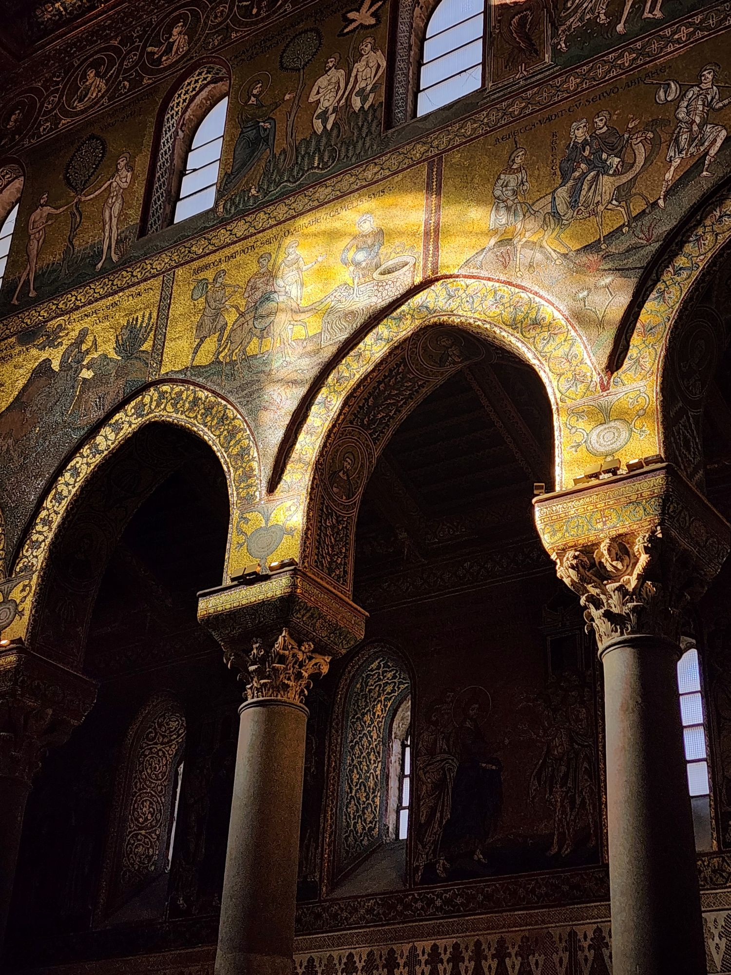Arches of the Arab-Norman Monreale Cathedral in Sicily.